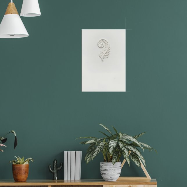 Minimal Spiral Fern Line Art Poster (Living Room 1)