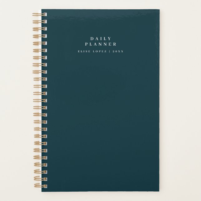 Minimal Spiral Teal Daily Planner  (Front)