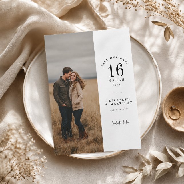Minimal Split Layout Photo Wedding Save the Date (Creator Uploaded)