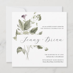 Minimal   Spring Greenery Wedding Invitation