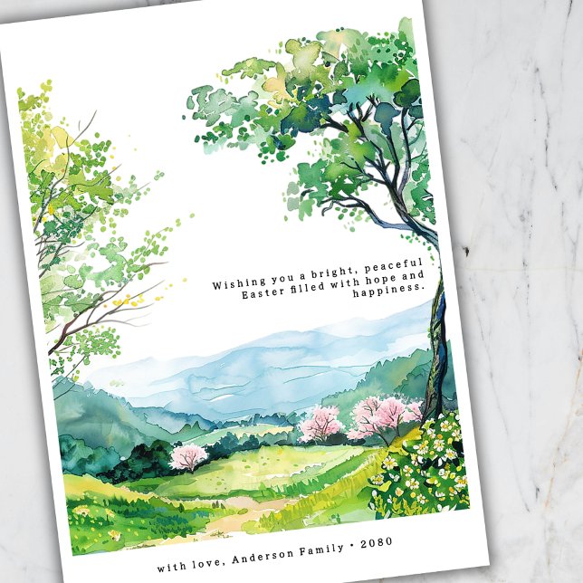 Minimal Spring Landscape Art Easter Greetings Card (Creator Uploaded)