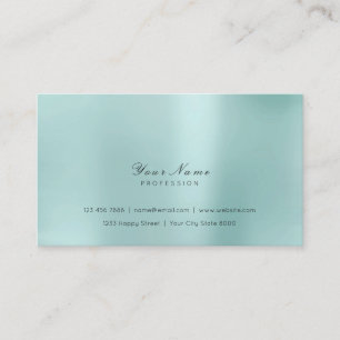 Minimal Steel Pearly Aqua Delicate Script  Vip Business Card