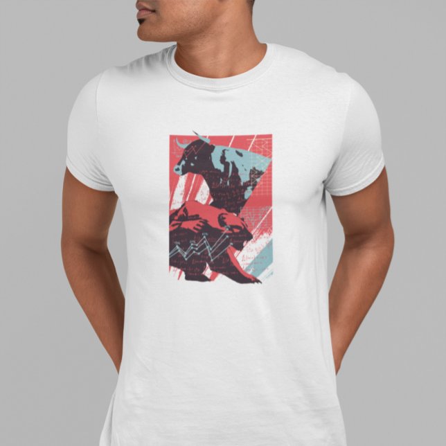 Minimal Stock Market Bull Bear Chart T-Shirt (Minimal Stock Market Bull Bear Chart T-Shirt)