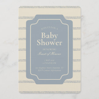 Minimal Stripe Geometric Gender Neutral Beige Blue Invitation