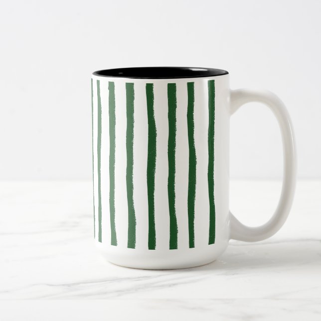 Minimal Stripe Green Two-Tone Coffee Mug (Right)