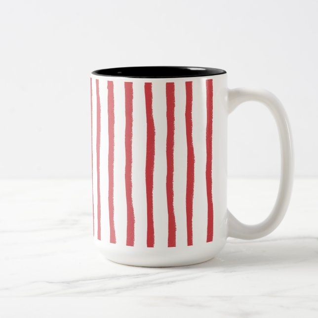 Minimal Stripe Red Two-Tone Coffee Mug (Right)