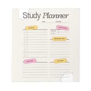 Minimal Study Planner With Hourly Schedule Notepad