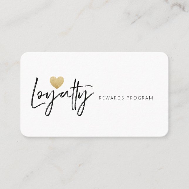 Minimal Style Brush Script Loyalty Love Gold Heart (Front)