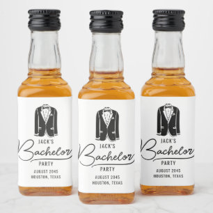 Minimal Stylish Bachelor Party Favours Liquor Bottle Label