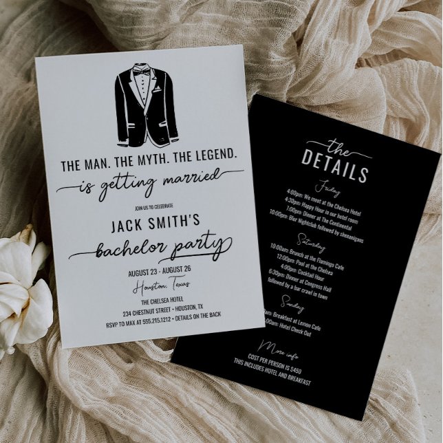 Minimal Stylish Bachelor Party Itinerary and Invitation (Creator Uploaded)