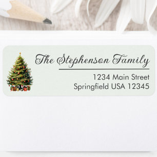 Minimal Stylish Christmas Tree Return Address Label