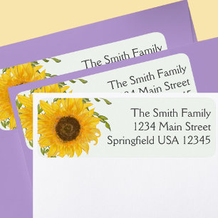 Minimal Stylish Floral Sunflower Return Address Label