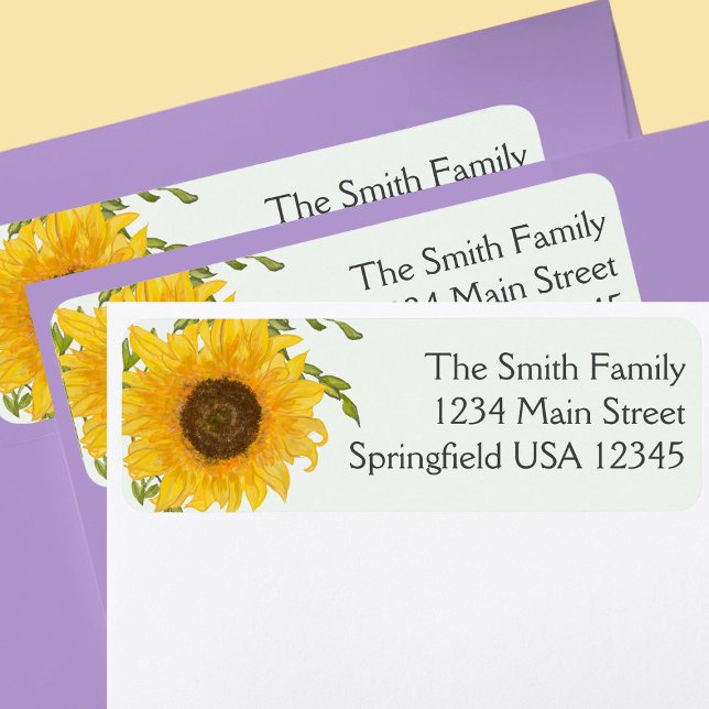Minimal Stylish Floral Sunflower Return Address Label (Creator Uploaded)