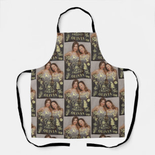 Minimal Stylish Name Photo Friend Birthday Apron