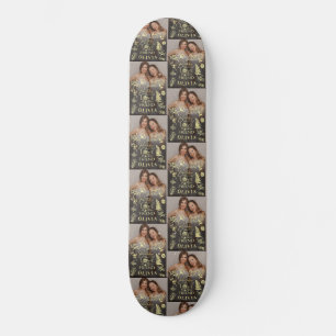 Minimal Stylish Name Photo  Friend Birthday Skateboard