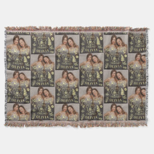 Minimal Stylish Name Photo Friend Birthday Throw Blanket