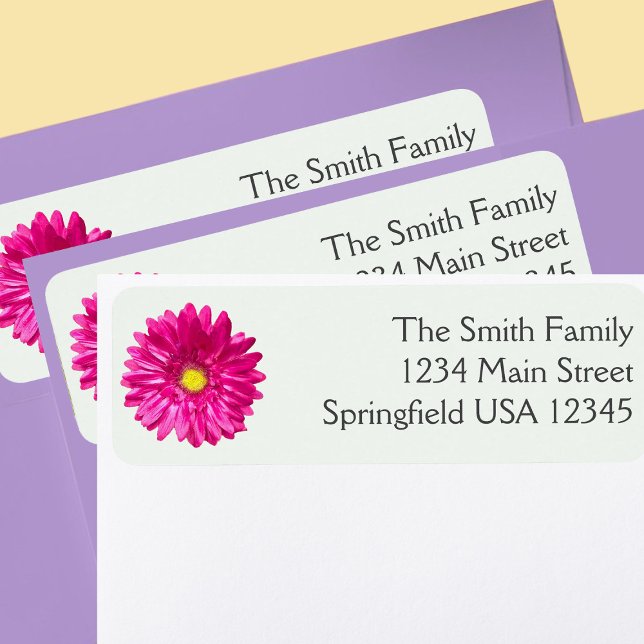 Minimal Stylish Pink Gerbera Daisy Return Address Label (Creator Uploaded)