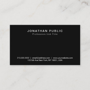 Minimal Stylish Plain Modern Black Professional Business Card