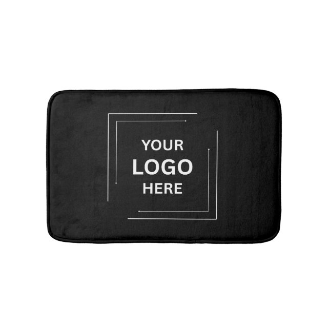 Minimal Stylish Professional Custom Black Business Bath Mat (Front)
