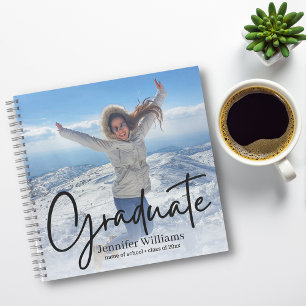 minimal stylish script photo graduation 2025 notebook
