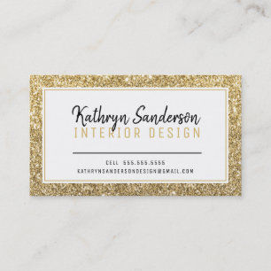 MINIMAL STYLISH simple border black gold glitter Business Card