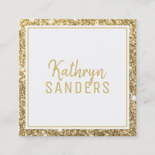 MINIMAL STYLISH simple border gold glitter grey Square Business Card