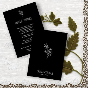 Minimal Stylish White Branches & Leaves Wedding Invitation