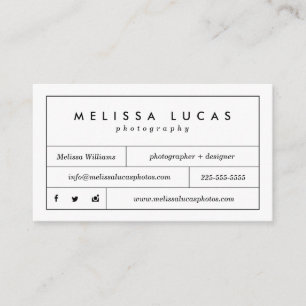 Minimal Stylish White Photography Business Cards