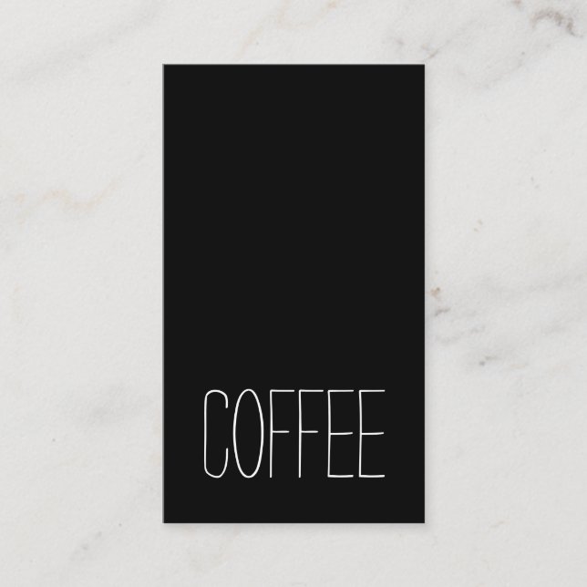 Minimal Stymie Word Dark Vertical Coffee Card (Front)