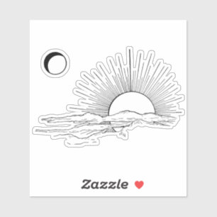 Minimal Sun & Moon Aesthetic Sticker