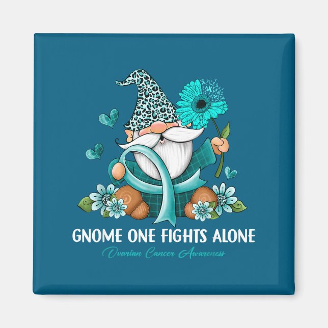 Minimal Sunflower Gnome One Fights Alone Magnet (Front)