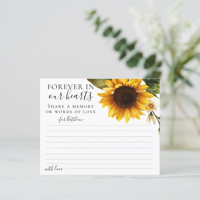 Minimal Sunflowers Share a Memory Attendance Card (Standing Front)