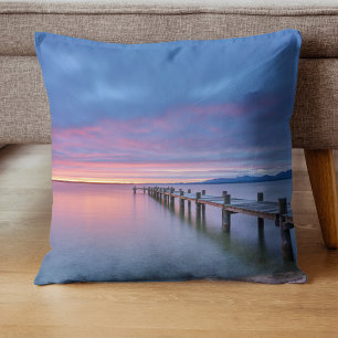 Minimal Sunrise Water Reflection Calm Aesthetic Cushion