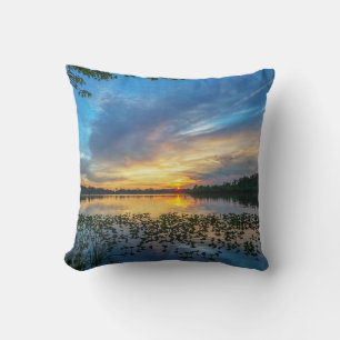 Minimal Sunrise Water Reflection Calm Aesthetic Cushion