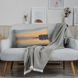 Minimal Sunrise Water Reflection Calm Aesthetic Decorative Cushion