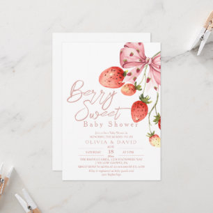 Minimal Sweet Berry Baby Shower Strawberry  Invita Invitation