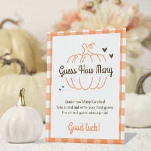 Minimal Sweet Pumpkin Baby Shower Guess How Many Pedestal Sign
