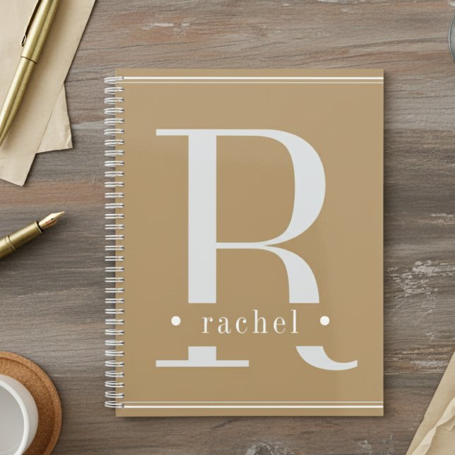 Minimal Tan & White Monogram Planner (Creator Uploaded)