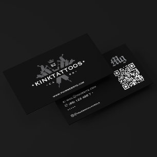 Minimal Tattooist Tattoo Artist Crown Black Grey Business Card