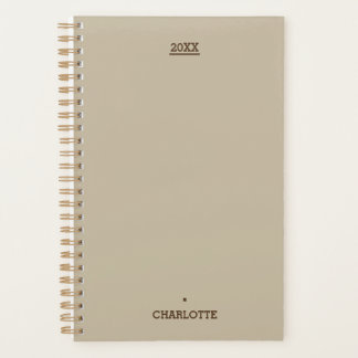 Minimal Taupe Personalized 12-Month Undated Planne Planner