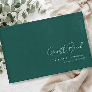 Minimal, Teal Handwriting Script Wedding Guest Book