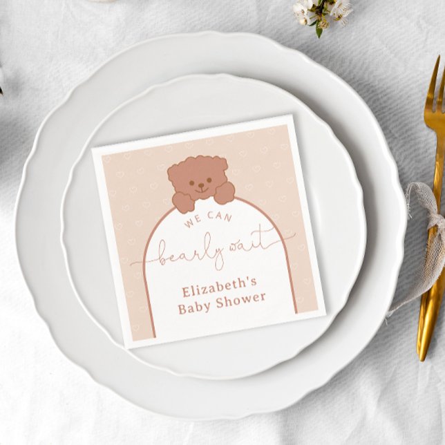 Minimal Teddy Bear Gender Neutral Baby Shower Napkin (Creator Uploaded)