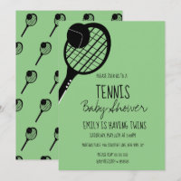 Minimal Tennis Sports Baby Shower Green Invitation