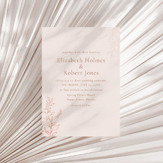 Minimal Terracotta Botanical Wedding Invitation