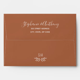 Minimal Terracotta Branch Calligraphy  Wedding   Envelope