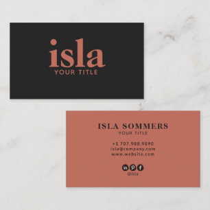 Minimal Terracotta Charcoal Professional Typograpy Business Card