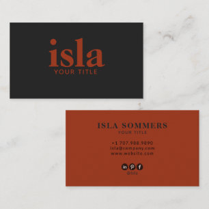Minimal Terracotta Charcoal Professional Typograpy Business Card