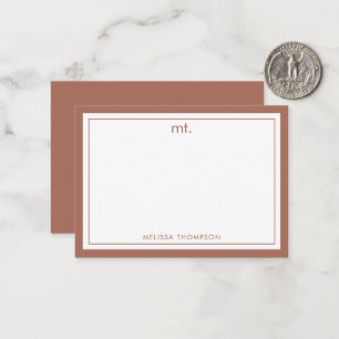 Minimal Terracotta Double Border Modern Monogram Card
