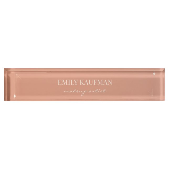 Minimal Terracotta Gradient Makeup Artist Business Nameplate (Front)