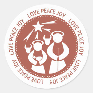Minimal terracotta Nativity scene Christmas Classic Round Sticker
